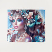 Meerjungfrau mit Meeresschätze Schmuck Wandteppich (Vorderseite (Horizontal))