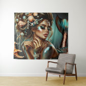 Meerjungfrau mit Meeresschätze Schmuck Wandteppich (Beispiel (Horizontal))