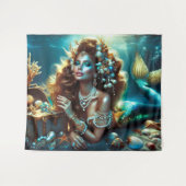 Meerjungfrau mit Meeresschätze Schmuck Wandteppich (Vorderseite (Horizontal))