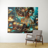 Meerjungfrau mit Meeresschätze Schmuck Wandteppich (Beispiel (Horizontal))