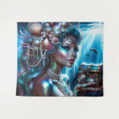 Meerjungfrau mit Meeresschätze Schmuck Wandteppich (Vorderseite (Horizontal))