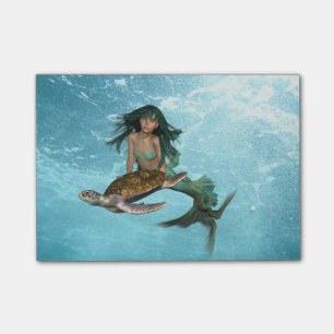 Meerjungfrau mit Meeresschildkröte Post-it Klebezettel