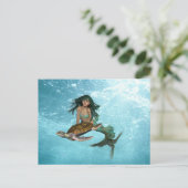 Meerjungfrau mit Meeresschildkröte Postkarte (Stehend Vorderseite)