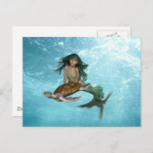 Meerjungfrau mit Meeresschildkröte Postkarte (Vorne/Hinten)