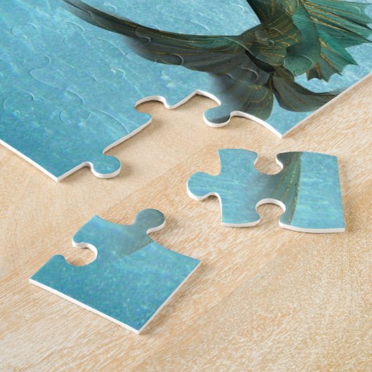 Meerjungfrau mit Meeresschildkröte-Puzzlespiel Puzzle (Seite)