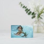 Meerjungfrau mit Meeresschildkröte-Visitenkarten Visitenkarte (Stehend Vorderseite)