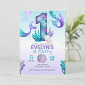 Meerjungfrau mit Meerjungfrau Schwanz Einladung (Stehend Vorderseite)