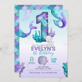 Meerjungfrau mit Meerjungfrau Schwanz Einladung (Vorne/Hinten)