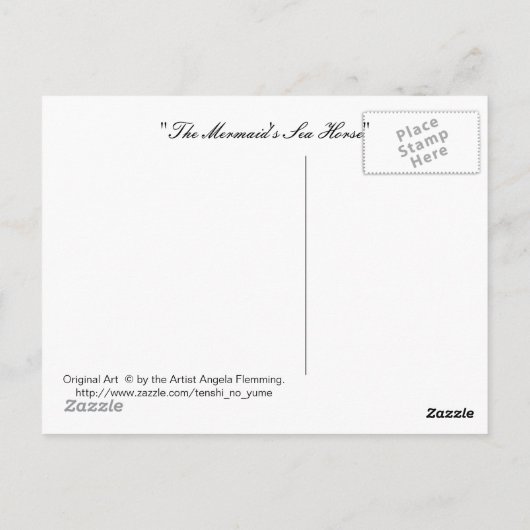 Meerjungfrau mit Meerpferd und Fisch Postkarte (Rückseite)
