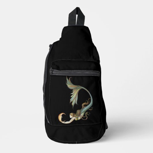 Meerjungfrau mit Moon Fantasy Art Crossbody Bag (Vorderseite)