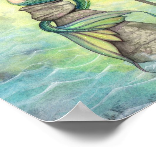 Meerjungfrau mit Moon und Lattern Fantasy Art Poster (Ecke)