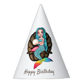 Meerjungfrau mit Perle in Wasserfarbe Partyhütchen (Vorderseite)