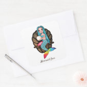 Meerjungfrau mit Perle in Wasserfarbe Quadratischer Aufkleber (Umschlag)