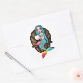 Meerjungfrau mit Perle in Wasserfarbe Runder Aufkleber (Umschlag)