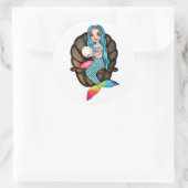 Meerjungfrau mit Perle in Wasserfarbe Runder Aufkleber (Tasche)