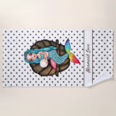 Meerjungfrau mit Perle in Wasserfarbe Strandtuch (Vorderseite)