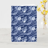 Meerjungfrau mit Perlen und Seepferd Karte (Gelbe Blume)