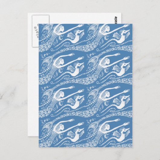 Meerjungfrau mit Perlen und Seepferd Postkarte (Vorne/Hinten)