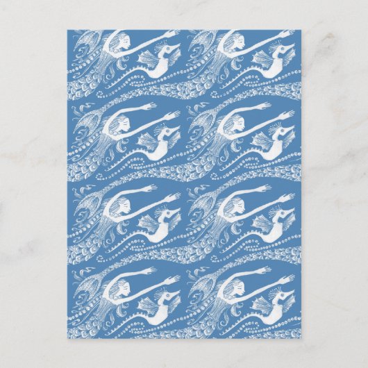 Meerjungfrau mit Perlen und Seepferd Postkarte (Vorderseite)