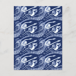 Meerjungfrau mit Perlen und Seepferd Postkarte