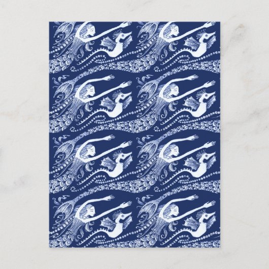 Meerjungfrau mit Perlen und Seepferd Postkarte (Vorderseite)