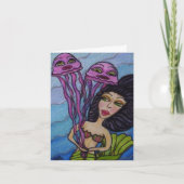 Meerjungfrau mit Qualle Danke Karte (Vorderseite)