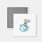 Meerjungfrau mit Rainbow Hair Riding Pet Narwal Magnet (Vorderseite/Rückseite)
