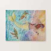 Meerjungfrau mit Rätsel der Meeresschildkröten Puzzle (Horizontal)