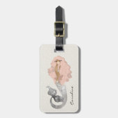Meerjungfrau mit rosa Haar und Ihrem Namen Gepäckanhänger (Vorderseite vertikal)