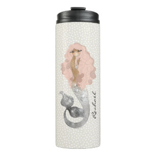 Meerjungfrau mit rosa Haar und Ihrem Namen Thermosbecher