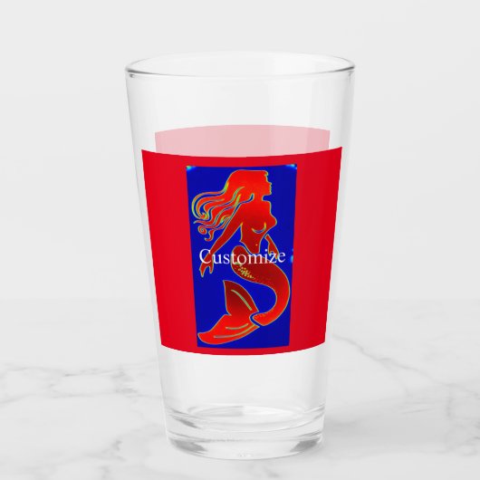 Meerjungfrau mit rotem Button Glas (Vorderseite)