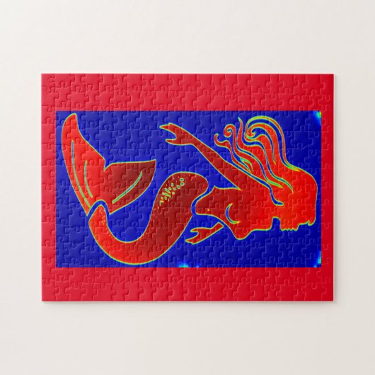 Meerjungfrau mit rotem Button Puzzle (Horizontal)