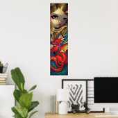 Meerjungfrau mit Scarlet Dragon ART PRINT Fantasie Poster (Heimbüro)