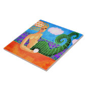 Meerjungfrau mit Sea Muschel Abstrakte Malerei Fliese (Seite)