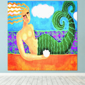 Meerjungfrau mit Sea Muschel Abstraktes digitales  Leinwanddruck (Insitu (Holzboden))