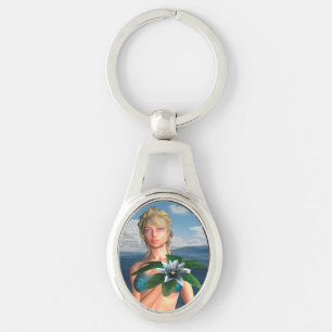 Meerjungfrau mit Seerosenblume Schlüsselanhänger