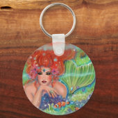 Meerjungfrau mit tropischer Fischkunst von Renee L Schlüsselanhänger (Vorderseite)