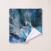 Meerjungfrau mit türkisfarbenem Haar Badhandtuch Set (Waschlappen)