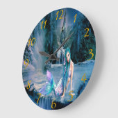 Meerjungfrau mit türkisfarbenem Haar Große Wanduhr (Winkel)