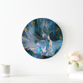 Meerjungfrau mit türkisfarbenem Haar Große Wanduhr (Zuhause)