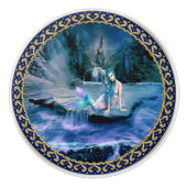 Meerjungfrau mit türkisfarbenem Haar Keramikknauf (Vorderseite)