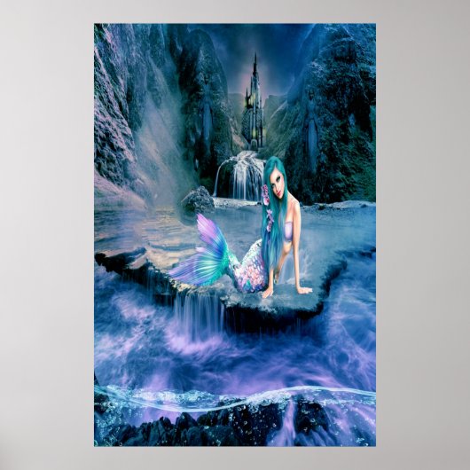 Meerjungfrau mit türkisfarbenem Haar Poster (Vorne)