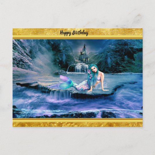 Meerjungfrau mit türkisfarbenem Haar Postkarte (Vorderseite)