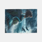 Meerjungfrau mit Walen I Fleecedecke (Vorderseite (Horizontal))