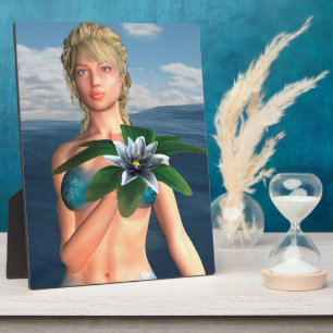 Meerjungfrau mit Water Lily Blume Fotoplatte