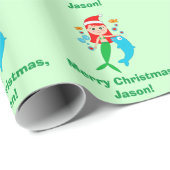 Meerjungfrau mit Weihnachtsmannmütze-und Geschenkpapier (Rolleneckpunkt)