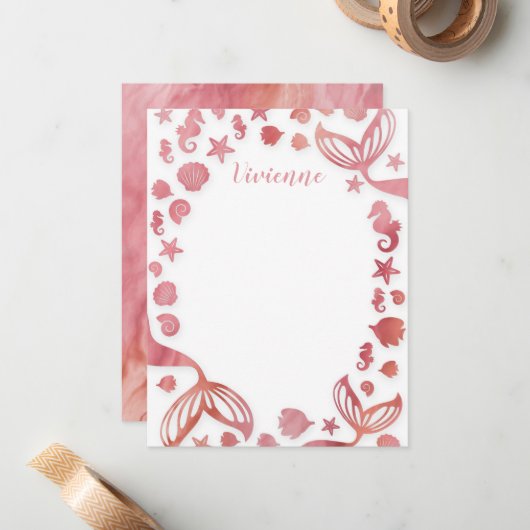 Meerjungfrau Mitteilungskarte (Vorderseite/Rückseite Beispiel)