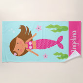 Meerjungfrau| Mittelhaut, hellbraune Haare Strandtuch (Vorderseite)