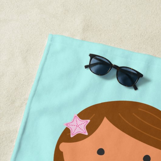 Meerjungfrau| Mittelhaut, hellbraune Haare Strandtuch (Beispiel)