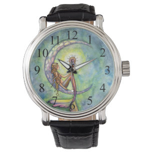 Meerjungfrau Mond Fantasy Kunst Armbanduhr